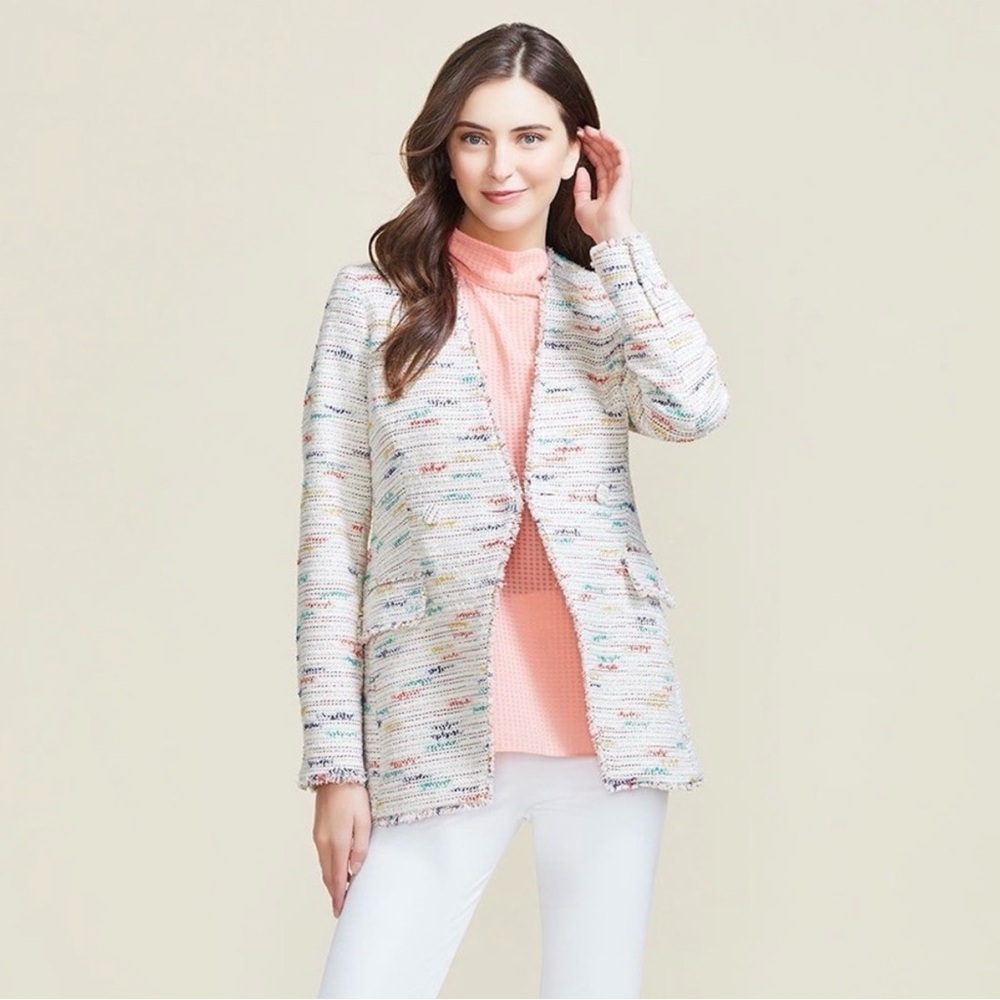 Pearl by Lela Rose Multicolor Tweed Blazer Size 8